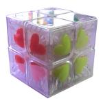 Funs Puzzle ShiShuang Peach Heart 2x2x2 Magic Cube Transparent 55mm