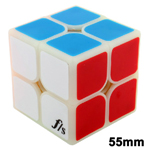 Funs Puzzle 55mm ShiShuang 2x2x2 Stickered Magic Cube Cloudy White