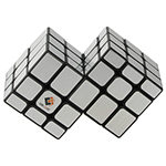 CubeTwist Double Conjoined Unequel Cube Version 2 Silvery