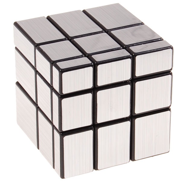 Brushed Silver Metallic Sticker Mirror Block 3x3x3 Magic Cube Twist Puzzle Black 