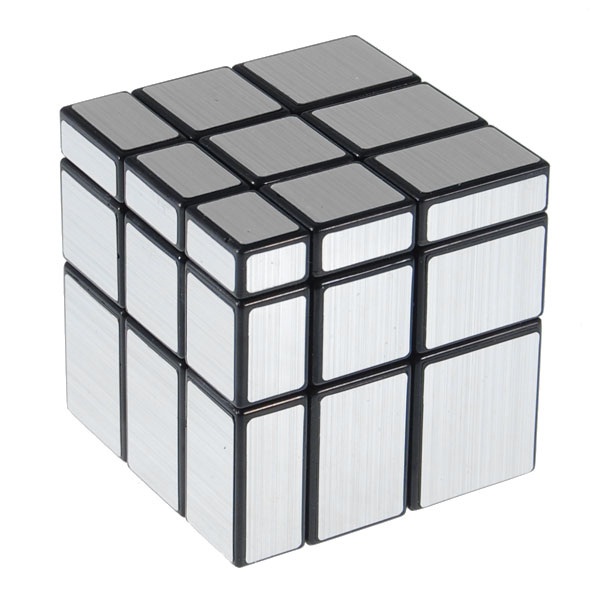 Brushed Silver Metallic Sticker Mirror Block 3x3x3 Magic Cube Twist Puzzle Black 