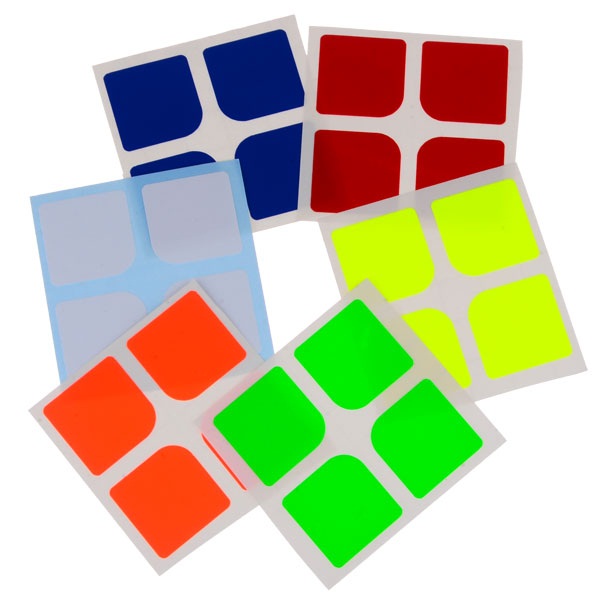 Magic Cube Stickers Moyu 2x2 Set Half Bright Fluo Colours 