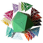 AJ Clover Icosahedron Cube Puzzle Green Body with 20-color S...