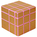 Shenghuo 3x3 Mirror Block Cube Pink Body with Golden Stickers
