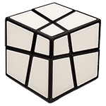 ZEPUZZLES Squished 2x2x2 Cube Black with White Tiles