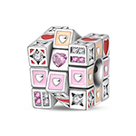 PAC Charm Magic Cube-Shaped DIY Zirconia Beads Slivery