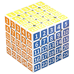Numerical 5x5x5 Magic Cube Stickerless White