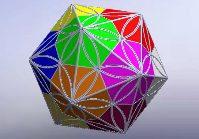 AJ Clover Icosahedron Cube Puzzle Green Body with 20-color Stickers