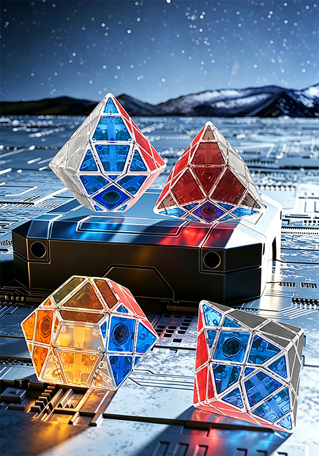 DianSheng Galaxy Cluster SJZ Quadrangular Pyramid Cube Tile Transparent