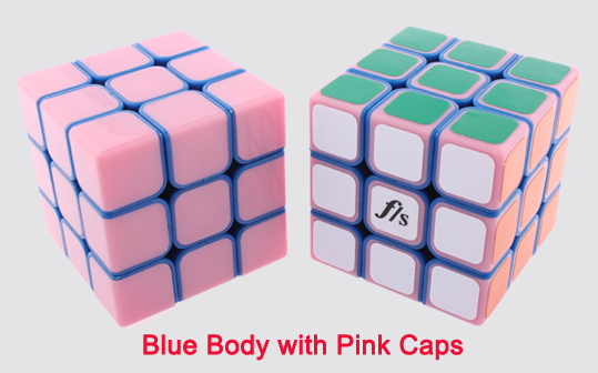 DIY Mini Funs Puzzle ShuangRen 54.6mm Speed Cube Blue Body Pink Caps