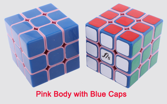 DIY Mini Funs Puzzle ShuangRen 54.6mm Speed Cube Pink Body Blue Caps