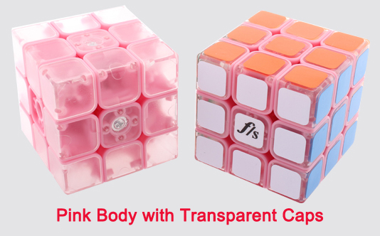 DIY Mini Funs Puzzle ShuangRen 54.6mm Speed Cube Pink Body Transparent Caps