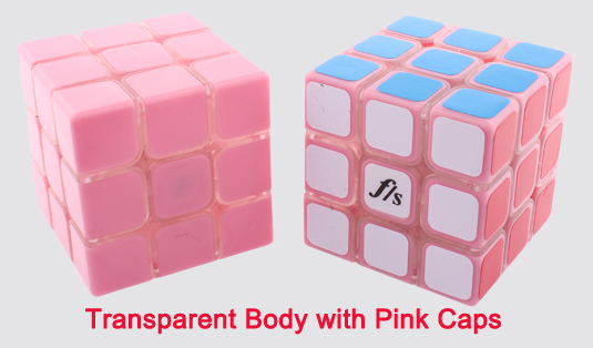 DIY Mini Funs Puzzle ShuangRen 54.6mm Speed Cube Transparent Body Pink Caps