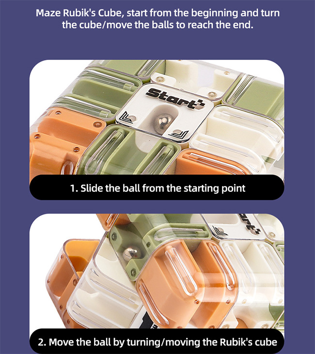 3D Ball Maze Labyrinth Magic Cube Orange-Green