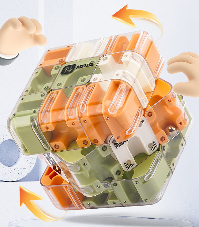 3D Ball Maze Labyrinth Magic Cube Orange-Green