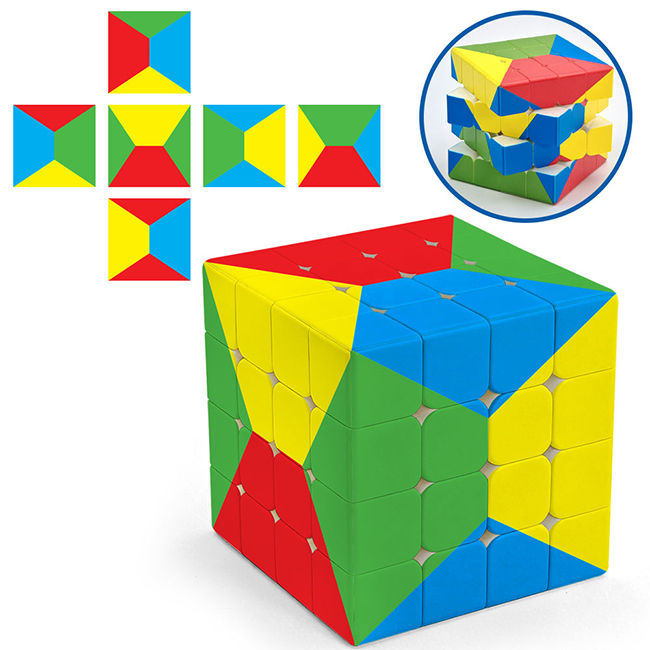 Pentagonal Rainbow 4x4x4 Magic Cube 4-Color Version