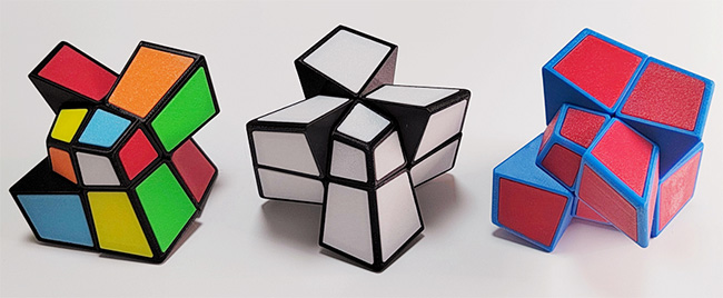 ZEPUZZLES Squished 2x2x2 Cube Black with White Tiles
