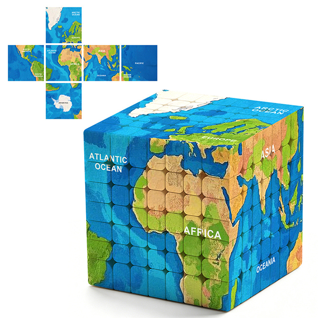 Artistic World Map 7x7x7 Magic Cube